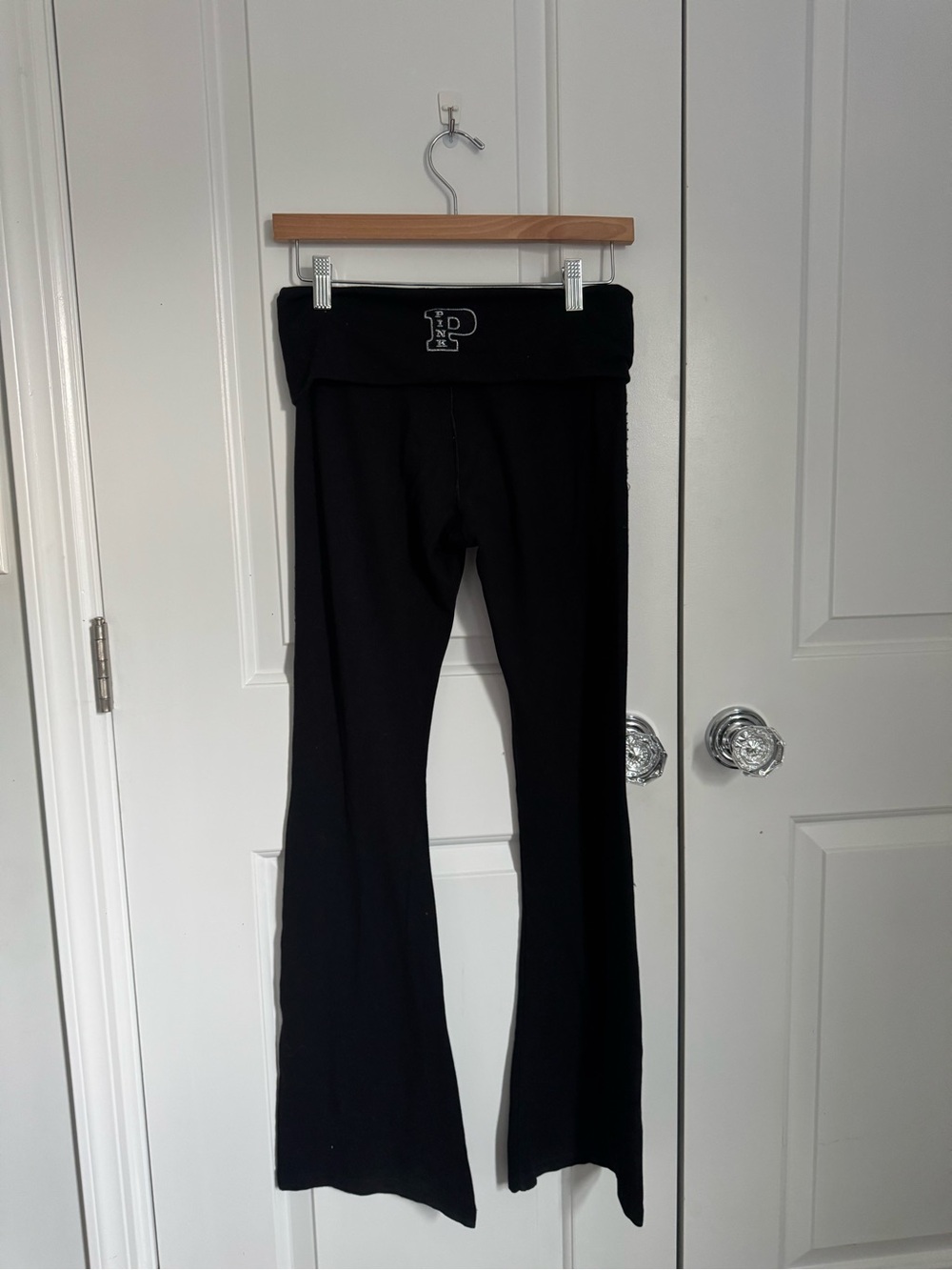 Victoria's Secret PINK Black Fold-Over Waist Yoga Pants